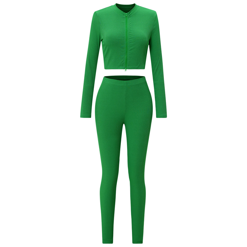 Women's 2022 Autumn and Winter New Fashion Casual Suit Double-Start Zipper Trousers Suit