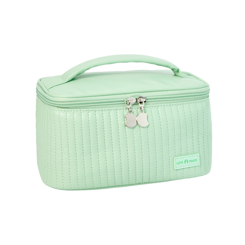 Open Cover Cake Cosmetic Bag Pu Solid Color Portable Toiletry Bag Cosmetic Portable Storage Bag Cosmetic Bag