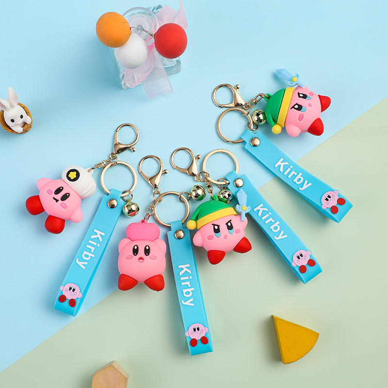Cute Kirby PVC Keychain Pendant Cartoon Doll Little Creative Gifts Bag Accessories