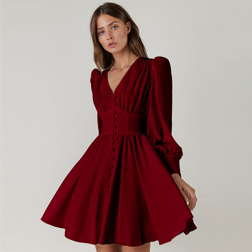European and American Graceful Formal Dress Women's New Year Red Toast Clothing French Dress Hepburn Style Short Skirt