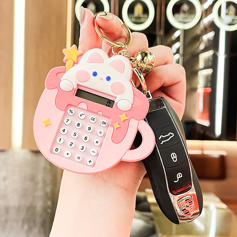 Cartoon Teacup Rabbit Maze Game Calculator Keychain Multifunctional Decorative Pendant Creative Gift Bag Ornaments