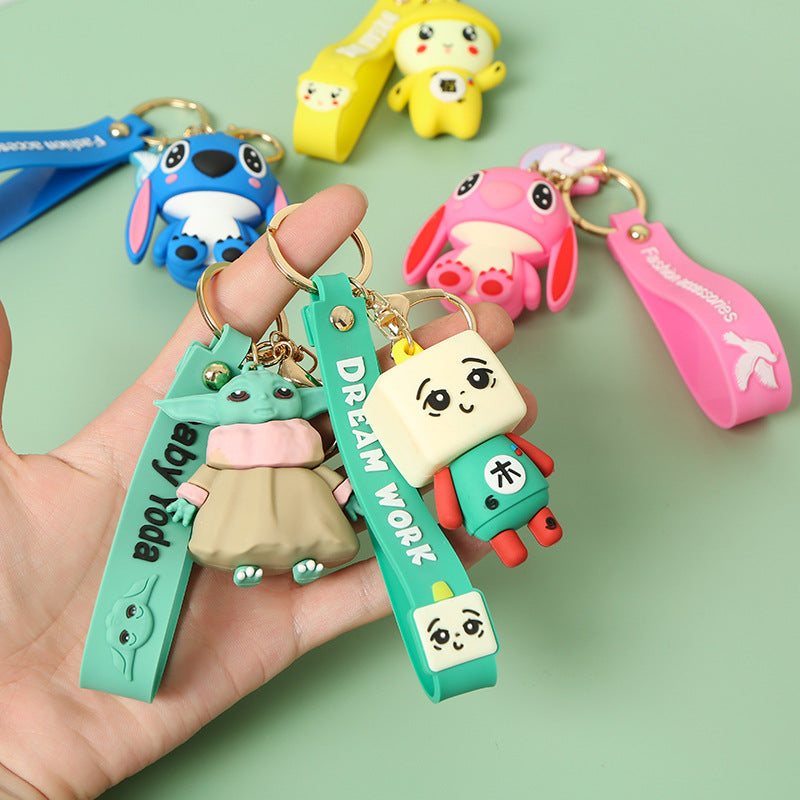 Cartoon Cartoon Characters PVC Flexible Glue Keychain Creative Couple Bags Silica Gel Key Chain Pendant