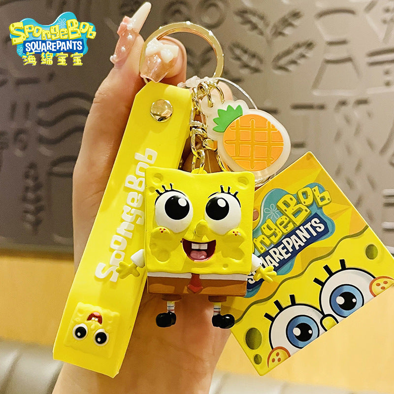 Cartoon SpongeBob Pie Star Keychain Female Cute Exquisite Couple Car Key Chain Handbag Pendant