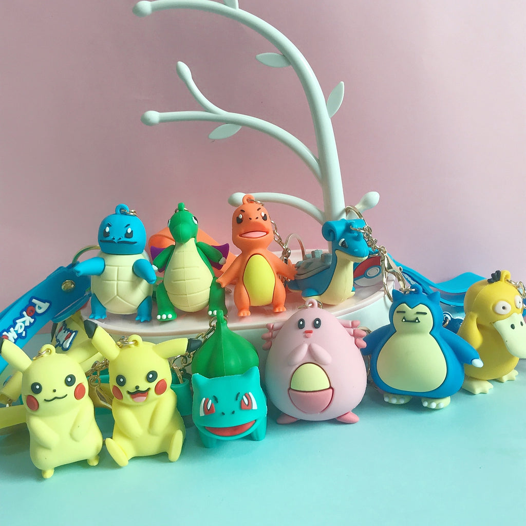 PVC Soft Rubber Pet Elf Pendant Pokemon Ornament Pikachu Keychain Couple Cartoon Bag Pendant