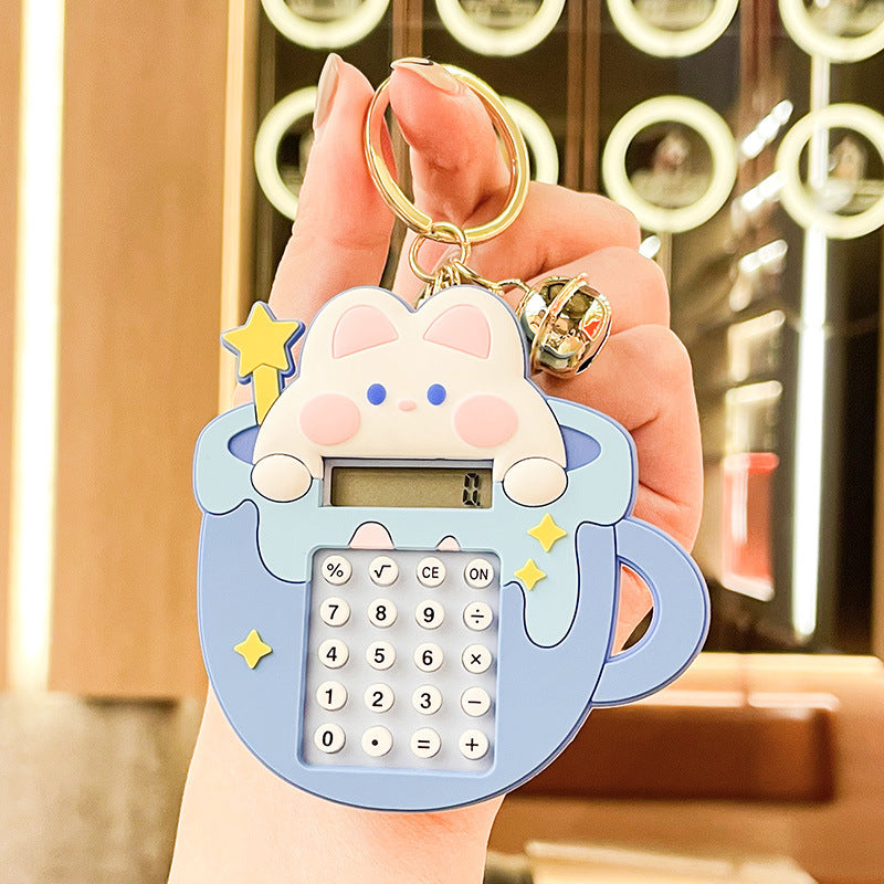 Cartoon Teacup Rabbit Maze Game Calculator Keychain Multifunctional Decorative Pendant Creative Gift Bag Ornaments