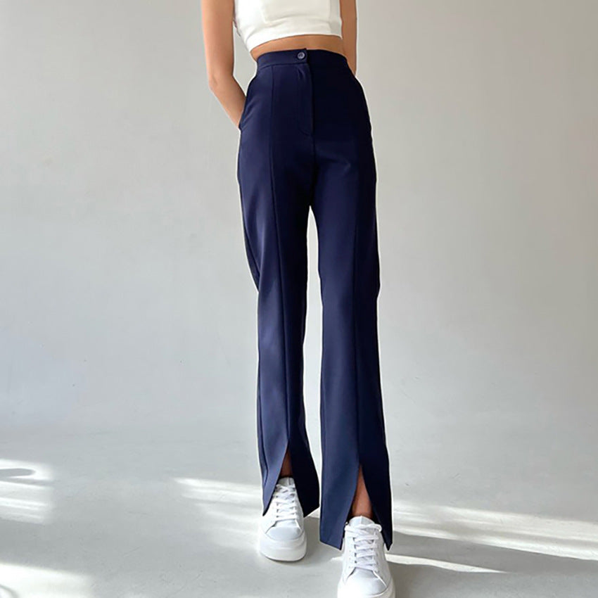 European and American Pants Fashionable Tall Straight-Leg Pants Split Trousers Women's Fashionable All-Match Design Sense Niche Casual Pants