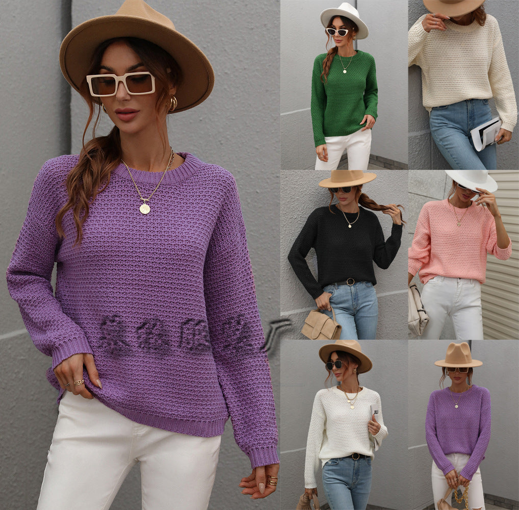 Bottoming round Neck Knitwear for Women round Neck All-Matching Loose Foreign Trade Sweater for Women