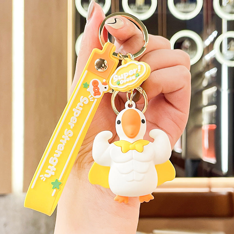 Cartoon Muscle Big Goose Keychain Cute Jewelry Pendant Three-Dimensional Doll New Year Gift Exquisite Bag Ornaments