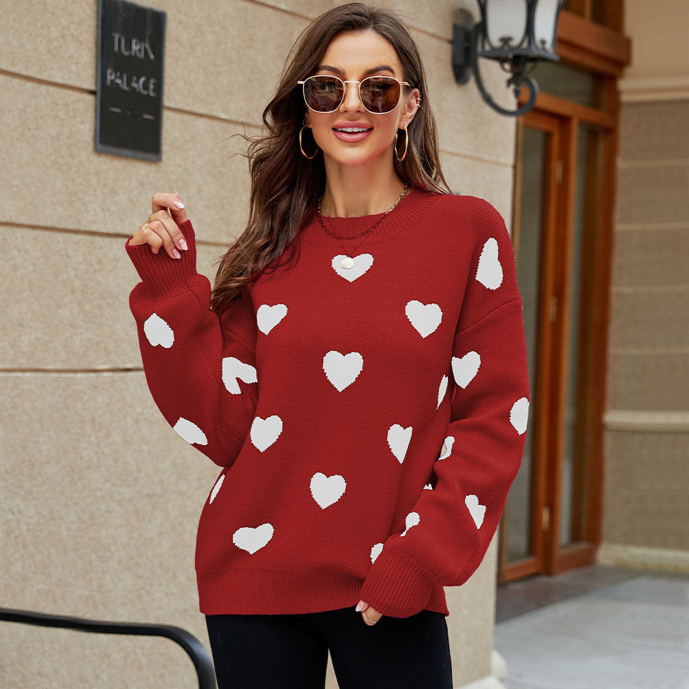 Valentine's Day Love Pullover Women's Knitwear Women's Large Size Loose Cross-Border Sweater Women