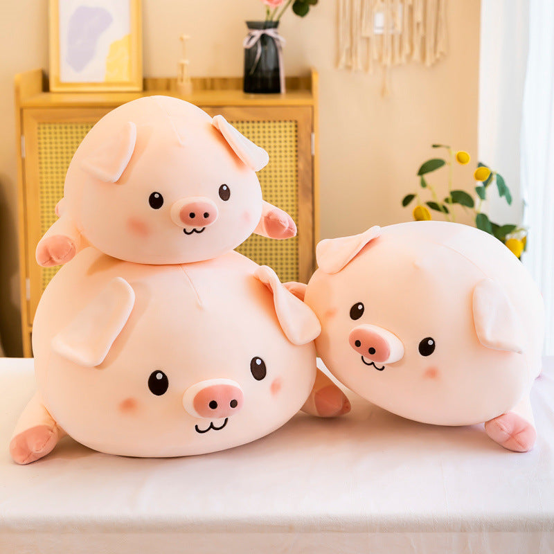 Cute Animal Ball Pig Pillow Plush Toy Lazy Round Roll Pillow For Girls Sleeping Pillow Living Room Decoration