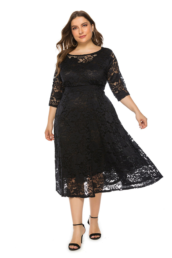 Evening Dress Midi Dress Hollow Lace Pocket Dress