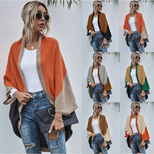 Autumn and Winter New Striped Contrast Color Tassel Shawl Sweater Cloak