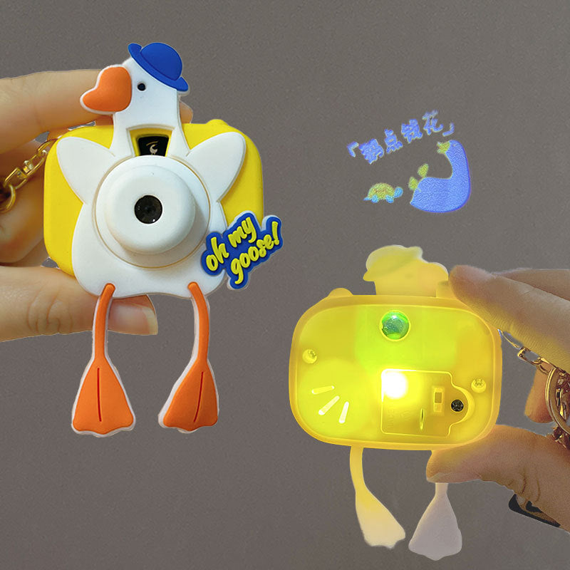 Cartoon Big White Geese Projection Camera Creative Bag Doll Pendant Small Gift Cute Car Key Ring