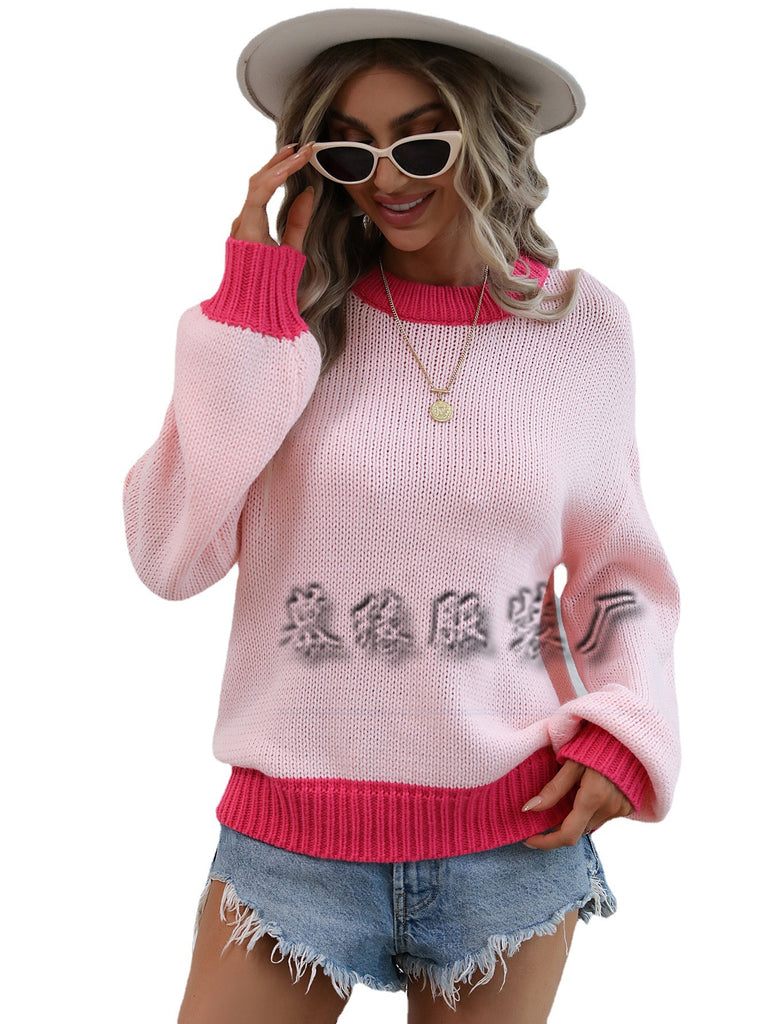 Women's Knitwear Women's Splicing Pullover Women's Loose Sweater Women