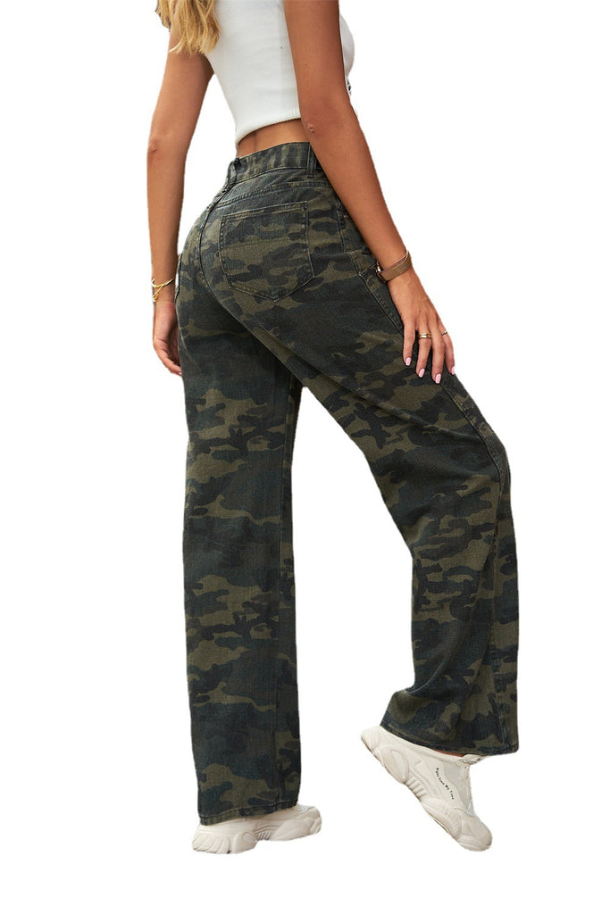 Camouflage Loose Wide Leg Pants Denim Overalls Retro Hiphop Hip Hop