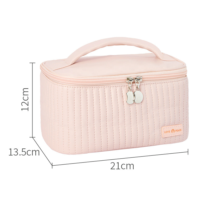 Open Cover Cake Cosmetic Bag Pu Solid Color Portable Toiletry Bag Cosmetic Portable Storage Bag Cosmetic Bag