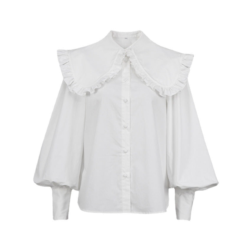 French Style Temperament Doll Collar Shirt Women's Ins Hot Sale White Shirt