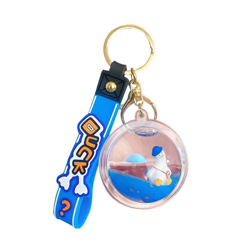Oil Head Tilt Duck Keychain Floating Pendant Cute Duck Car Key Chain Bag Pendant Small Gift