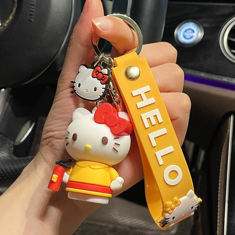 Creative Cartoon Hello Kitty Key Chain Epoxy Couple Bags Pendant Personality Crane Machine Small Gift