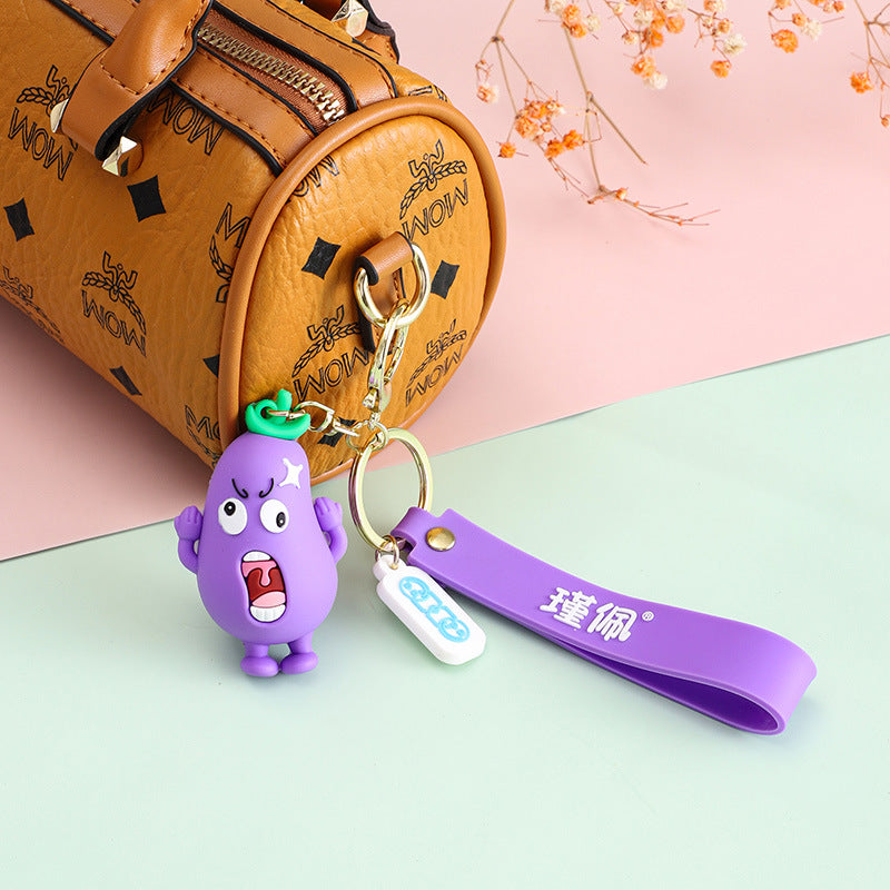Emotional Vegetable Keychain Pendant Angry Eggplant Little Creative Gifts Exquisite Couple Bags Hanging Ornament