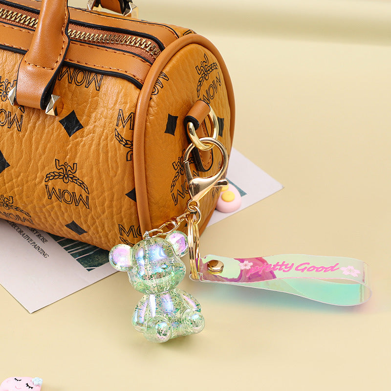 Acrylic Sitting Crystal Bright Starry Sky Violent Bear Car Key Ring Girl's Heart Ornament Bag Ornaments