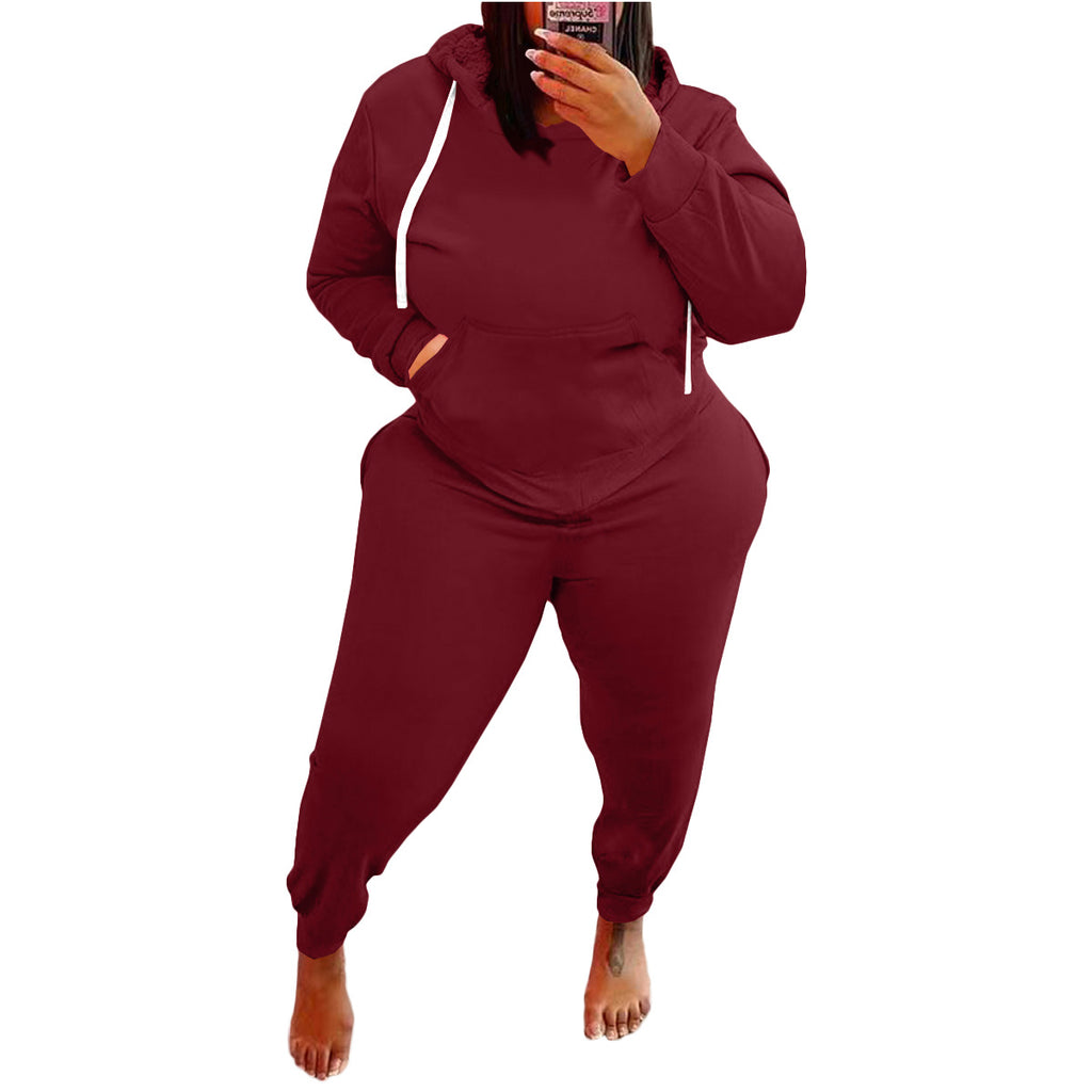 Women's plus Size Fashion Casual Exercise Suit Sweater Two-Piece Set