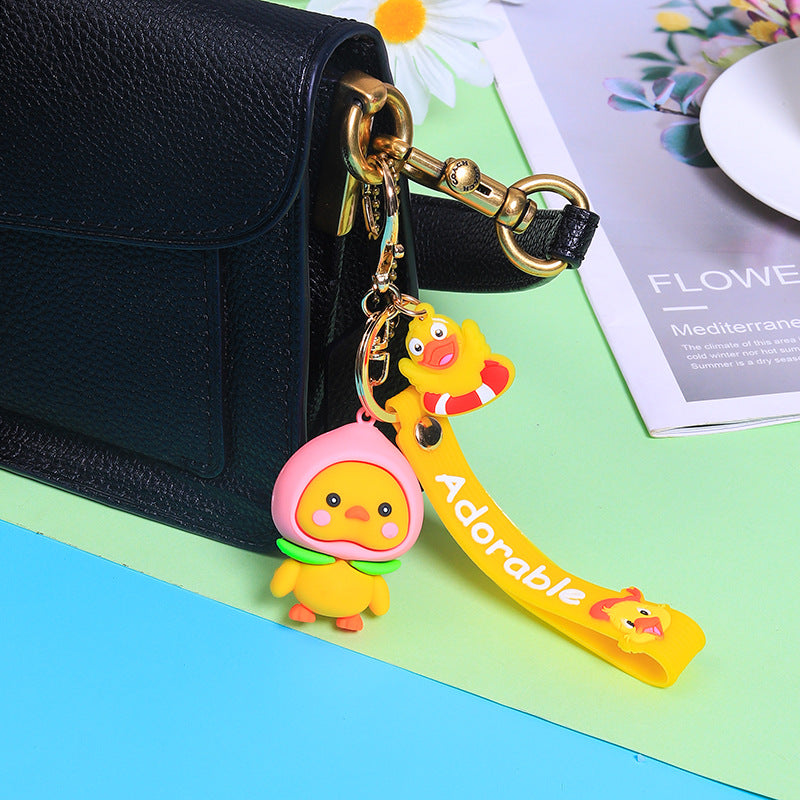 Creative Cartoon Epoxy Car Keychain Fruit Glasses Duck Cute Couple Bags Pendant