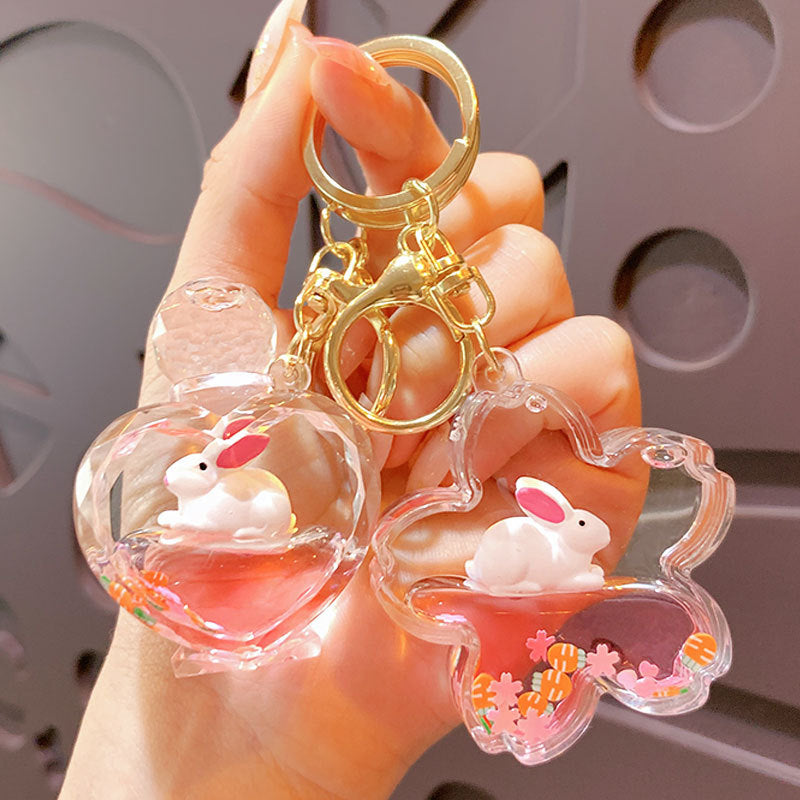Genuine Lovely Soft Cute Oil Cherry Blossom Rabbit Good-looking Keychain Girlfriends Handbag Pendant Car Key Chain
