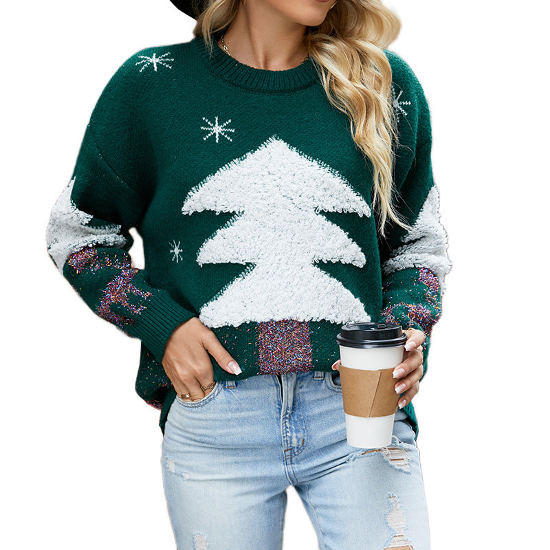 Christmas Sweater Autumn And Winter Pullover Christmas Deer Holiday Sweater For Women