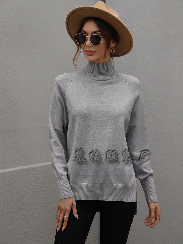 Solid Color Sweater Turtleneck Cross-Border European and American Women's Clothing Solid Color Foreign Trade Turtleneck Sweater for Women