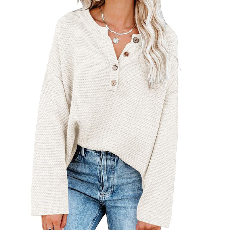 Women's Button Cardigan Casual Loose Solid Color Sweater Women