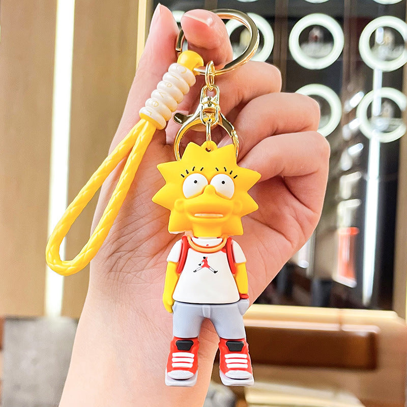 Celebrity Family Simpson Keychain Pendant Creative Cartoon Yiwu Small Commodity Doll Key Ring Pendants