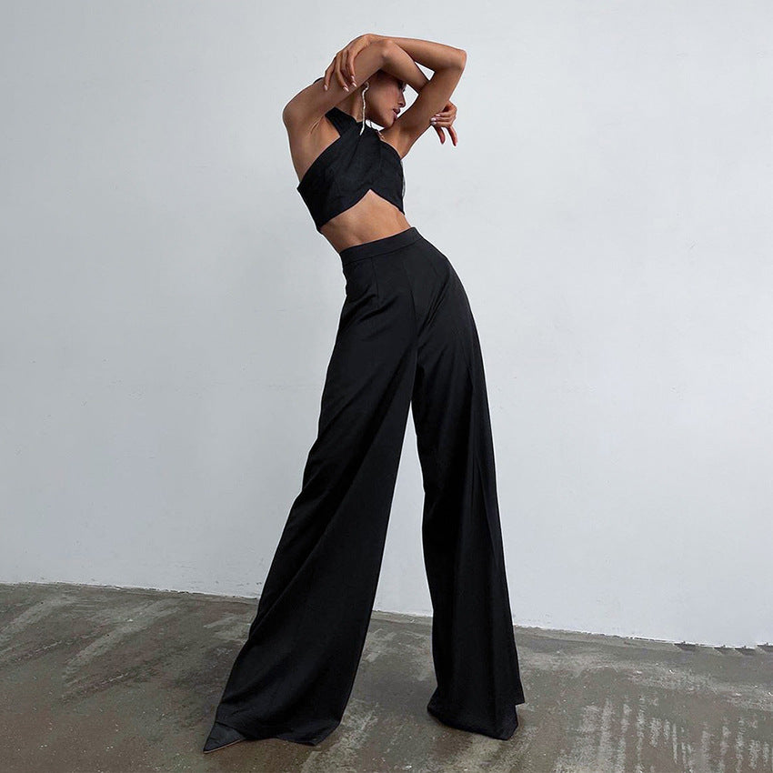 Casual Fashion Mop Pants Trousers All-Matching Women's Wear Lengthened Trousers Satin Draping Silky Texture Ice Silk