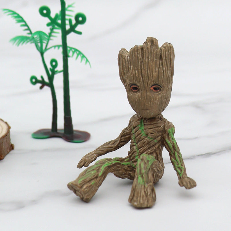 GRUIT Flower Pot Small Tree Man Groot Anime Peripheral Figurine Garage Kits Blind Box Office Car Decoration