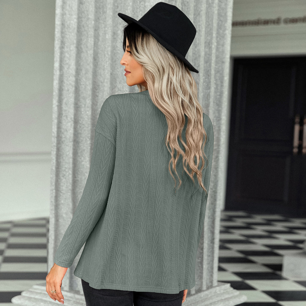 2022 Knitted Top Women's Early Autumn Solid Color and V-neck All-Match Knitted Cardigan Jacket