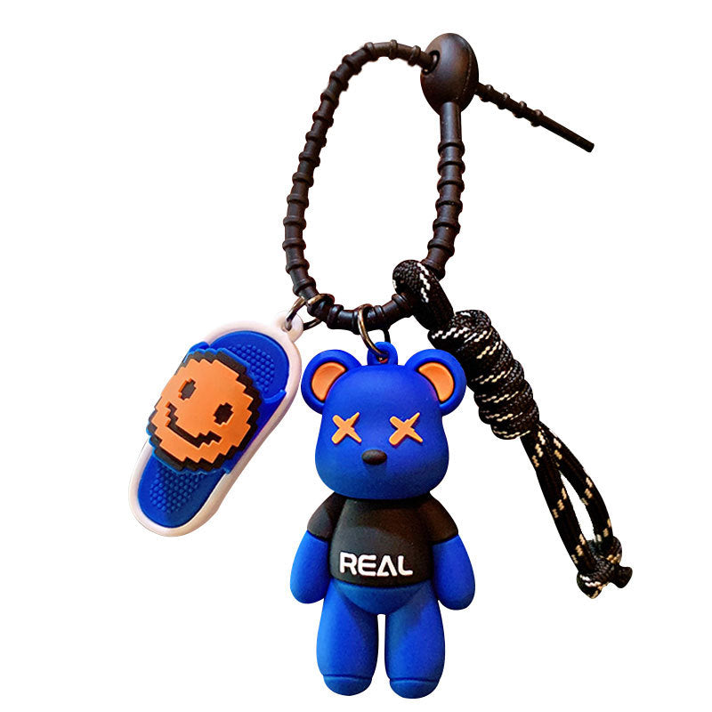 Genuine Cartoon Creative Slippers Bear Series Keychain Trendy Men's Schoolbag Pendant Car Key Chain Gift