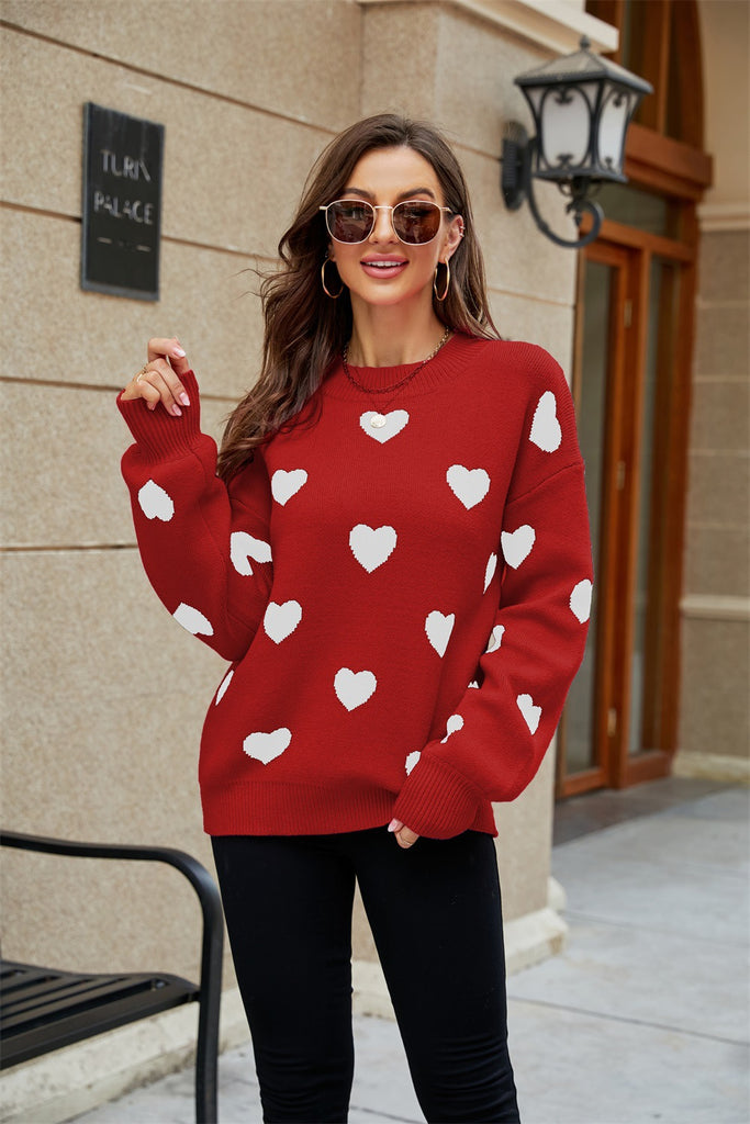 Valentine's Day Love Pullover Women's Knitwear Women's Large Size Loose Cross-Border Sweater Women