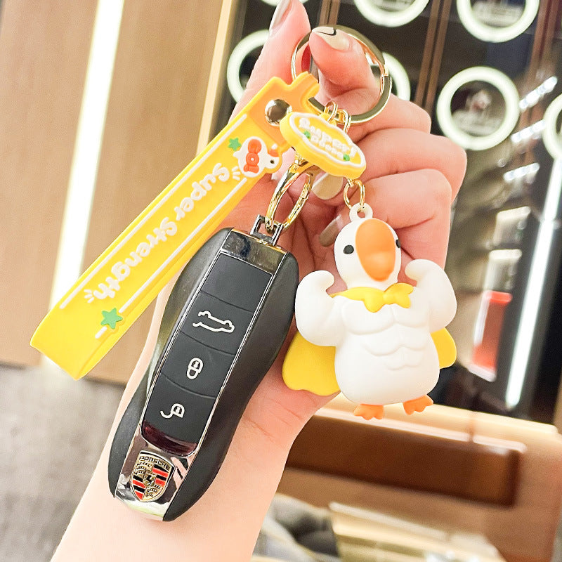 Cartoon Muscle Big Goose Keychain Cute Jewelry Pendant Three-Dimensional Doll New Year Gift Exquisite Bag Ornaments