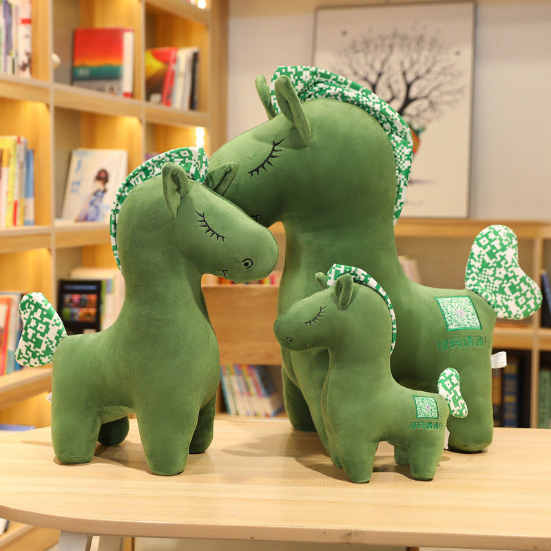 Cute Green Code Pass Pony Doll Plush Toy Creative Simulation Fun Pony Doll Logo