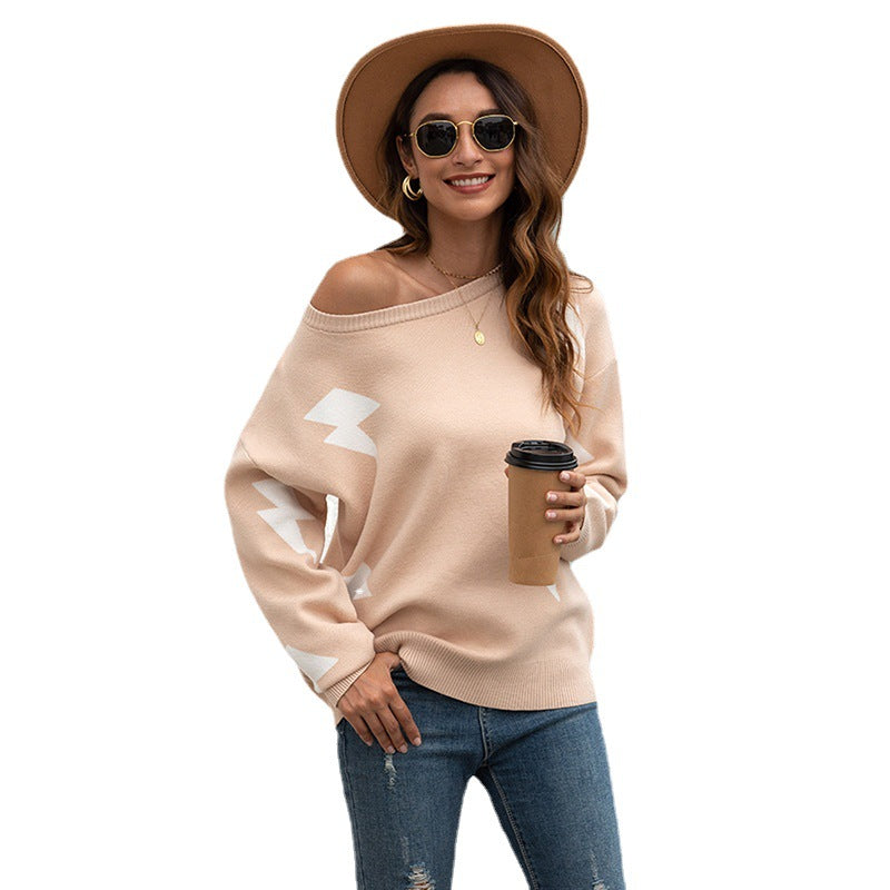 Autumn and Winter Sweater Women's European and American Foreign Trade Women's Jacquard round Neck Pullover Sweater