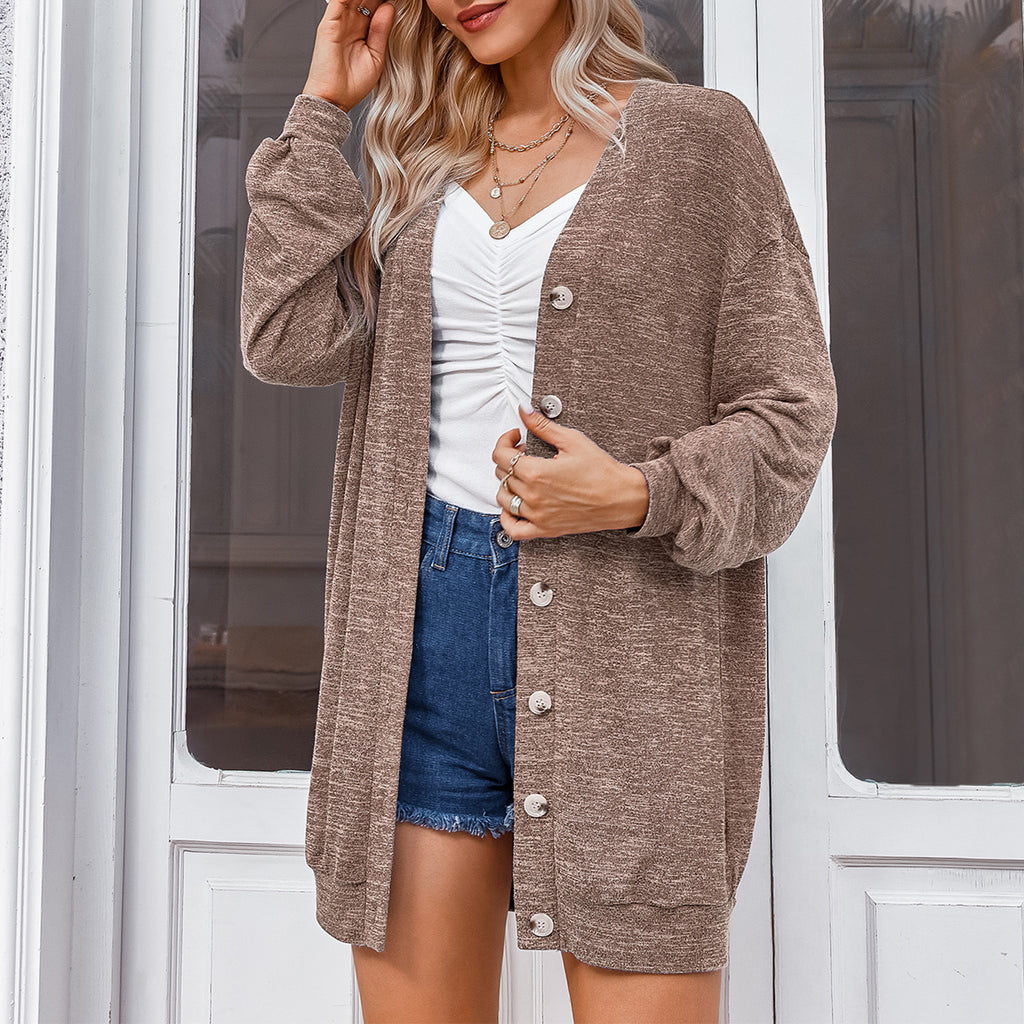 2022 Autumn New Thin Knitted Coat Women 'S Mid-Length Cardigan Sweater