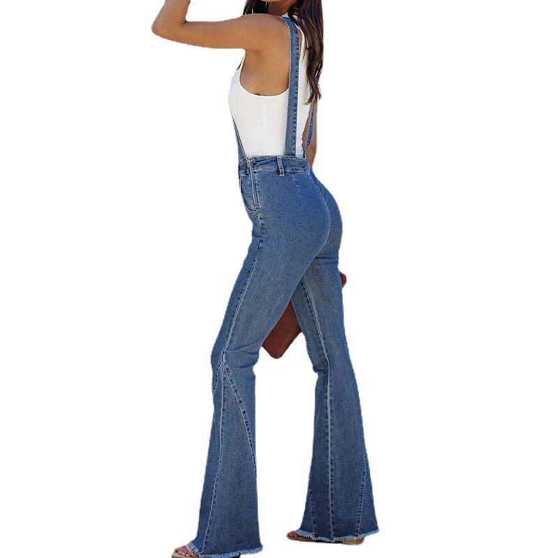 Bestseller Jeans Loose-Leg Suspender Bell-Bottom Pants Slim Fit Slimming Women Denim Suspender Pants