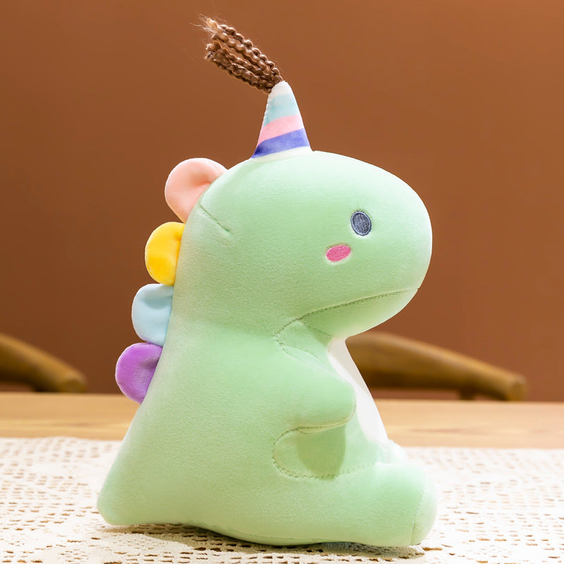 Single Horn Dinosaur Plush Toy Doll Single Horn Cap Gorgeous Colorful Candy Color Gift Doll for Children