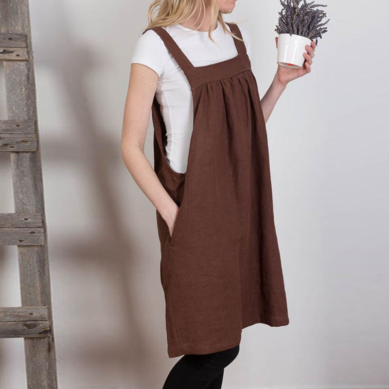 Solid Color off-the-Neck Suspender Skirt Loose Slimming Overknee Skirt