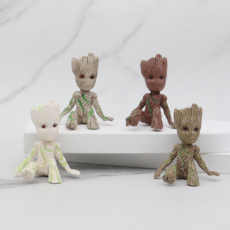 GRUIT Flower Pot Small Tree Man Groot Anime Peripheral Figurine Garage Kits Blind Box Office Car Decoration