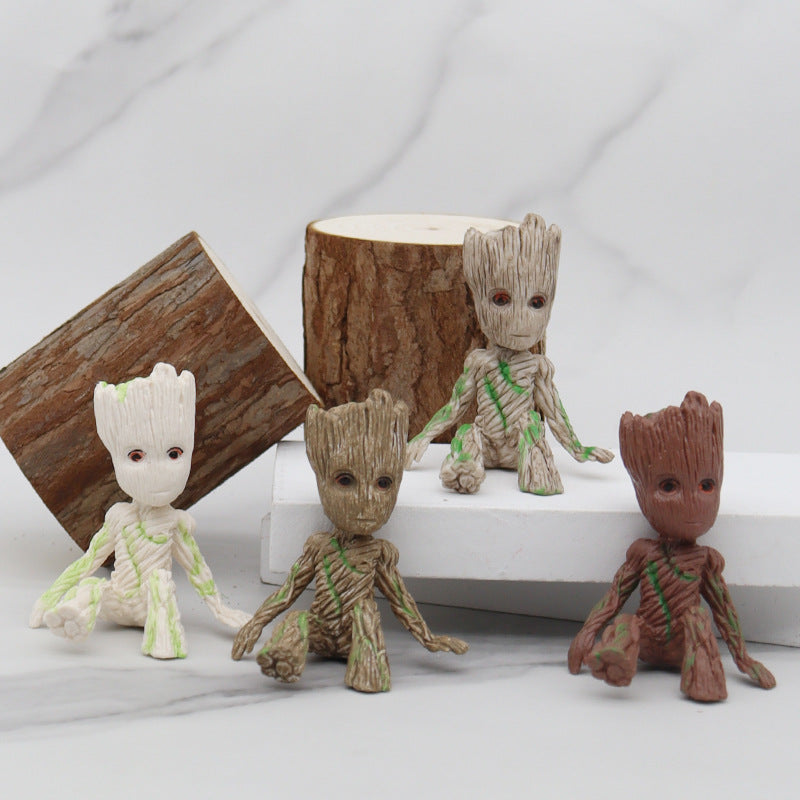 GRUIT Flower Pot Small Tree Man Groot Anime Peripheral Figurine Garage Kits Blind Box Office Car Decoration