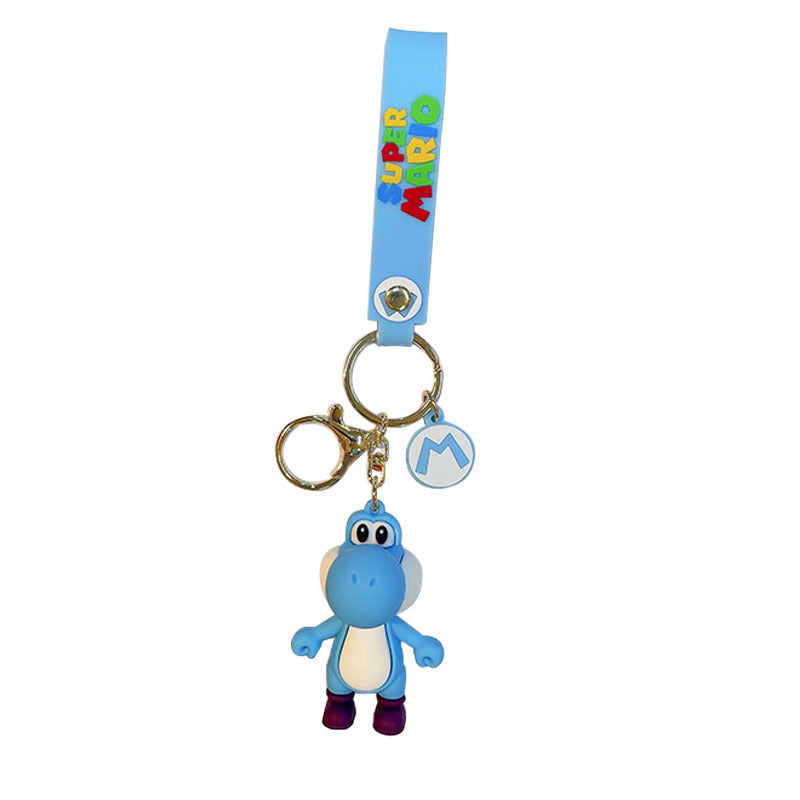 Cartoon Cute Super Mary Dinosaur PVC Keychain Handbag Pendant Doll Ornaments Car Key Chain