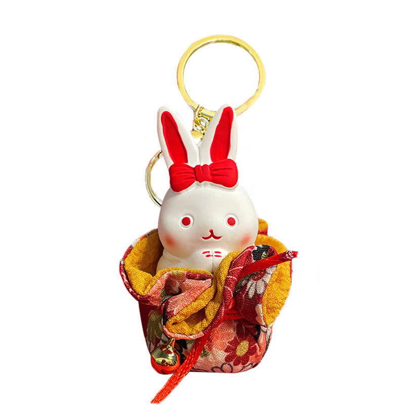 Genuine New Year Wish Rabbit Keychain Cute Cartoon Lucky Bag Rabbit Doll Pendant Creative Rabbit Year Small Gift