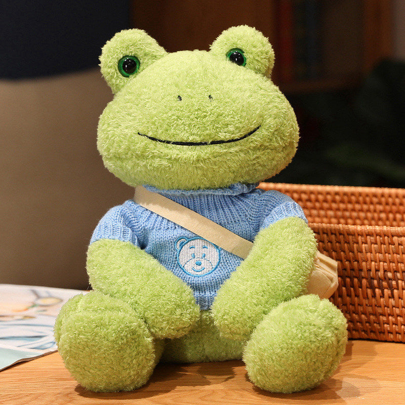 New Cute Backpack Sweater Frog Doll Children's Birthday Gifts Plush Toy