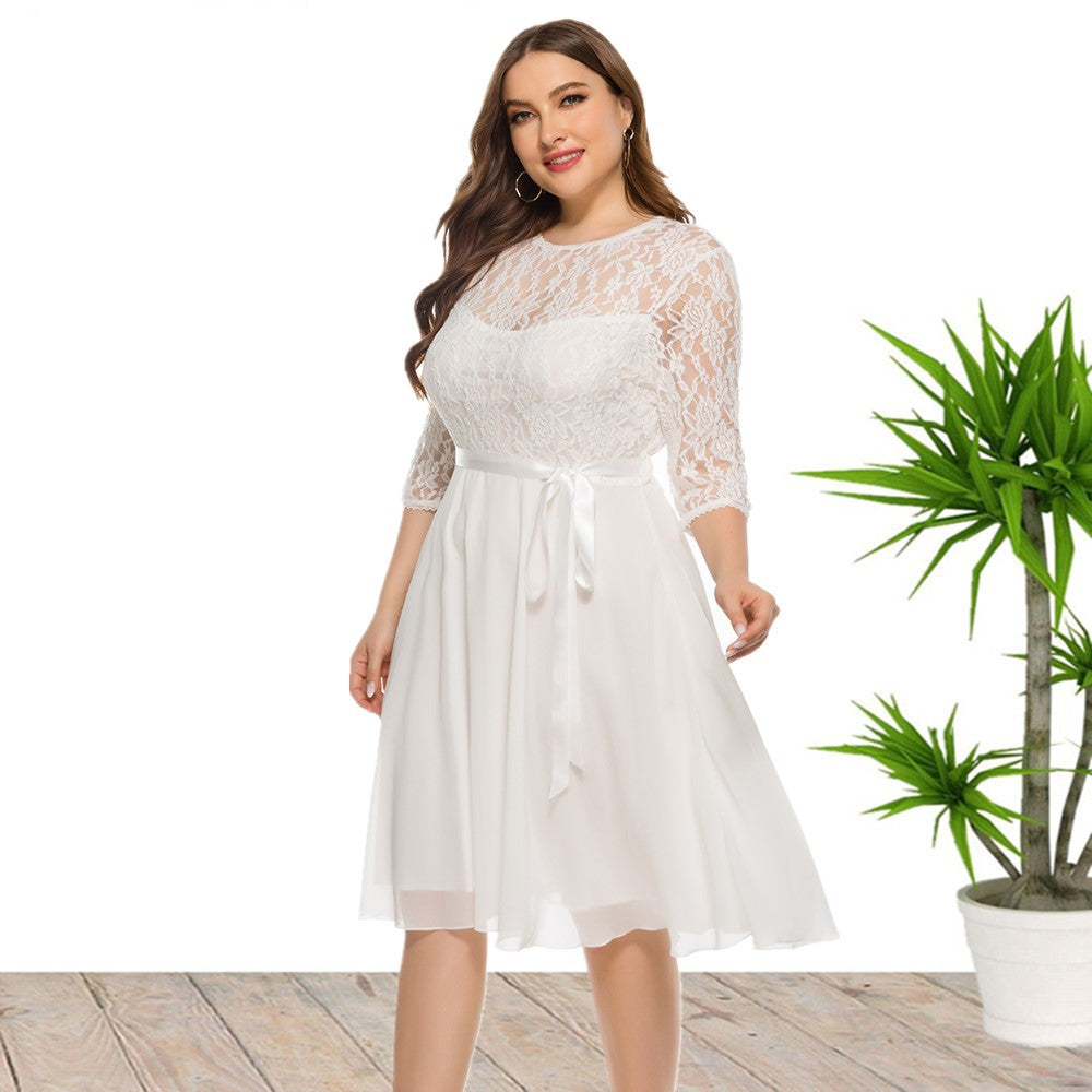 Lace Chiffon Stitching Dress Dress
